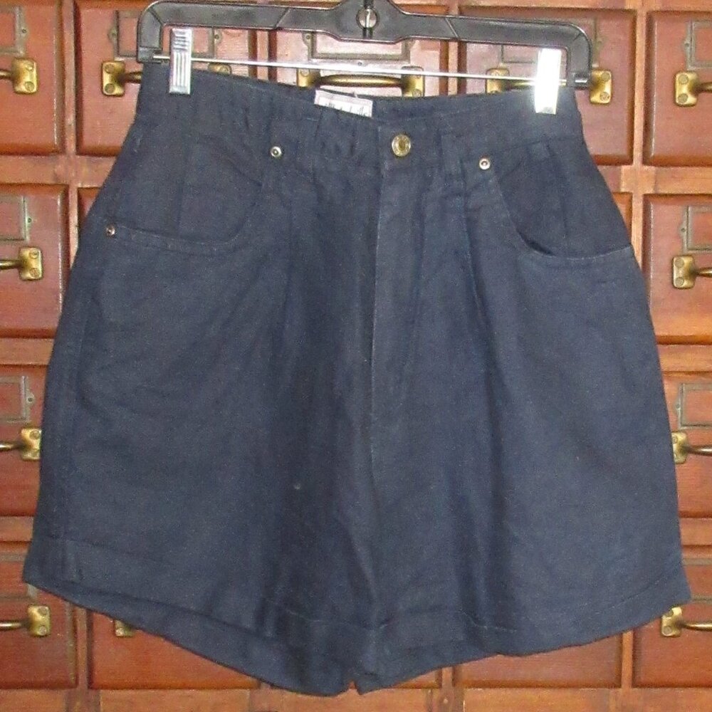 BEVERLY HILLS Black Linen Cotton Shorts 9/10